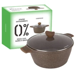 Casseruola 28 cm antiaderente 0 grassi con coperchio