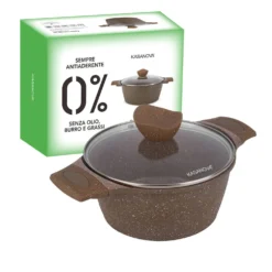 Casseruola 24 cm antiaderente 0 grassi con coperchio