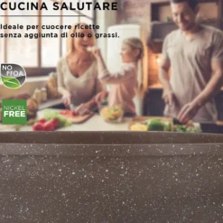 Casseruola 32 cm antiaderente 0 grassi con coperchio