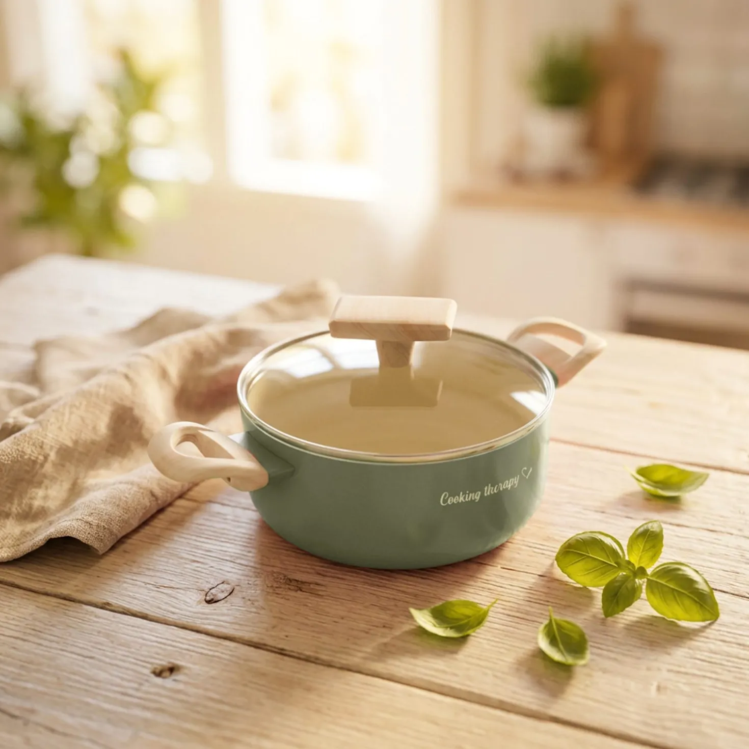 Casseruola 18 cm avocado Cooking Therapy con coperchio