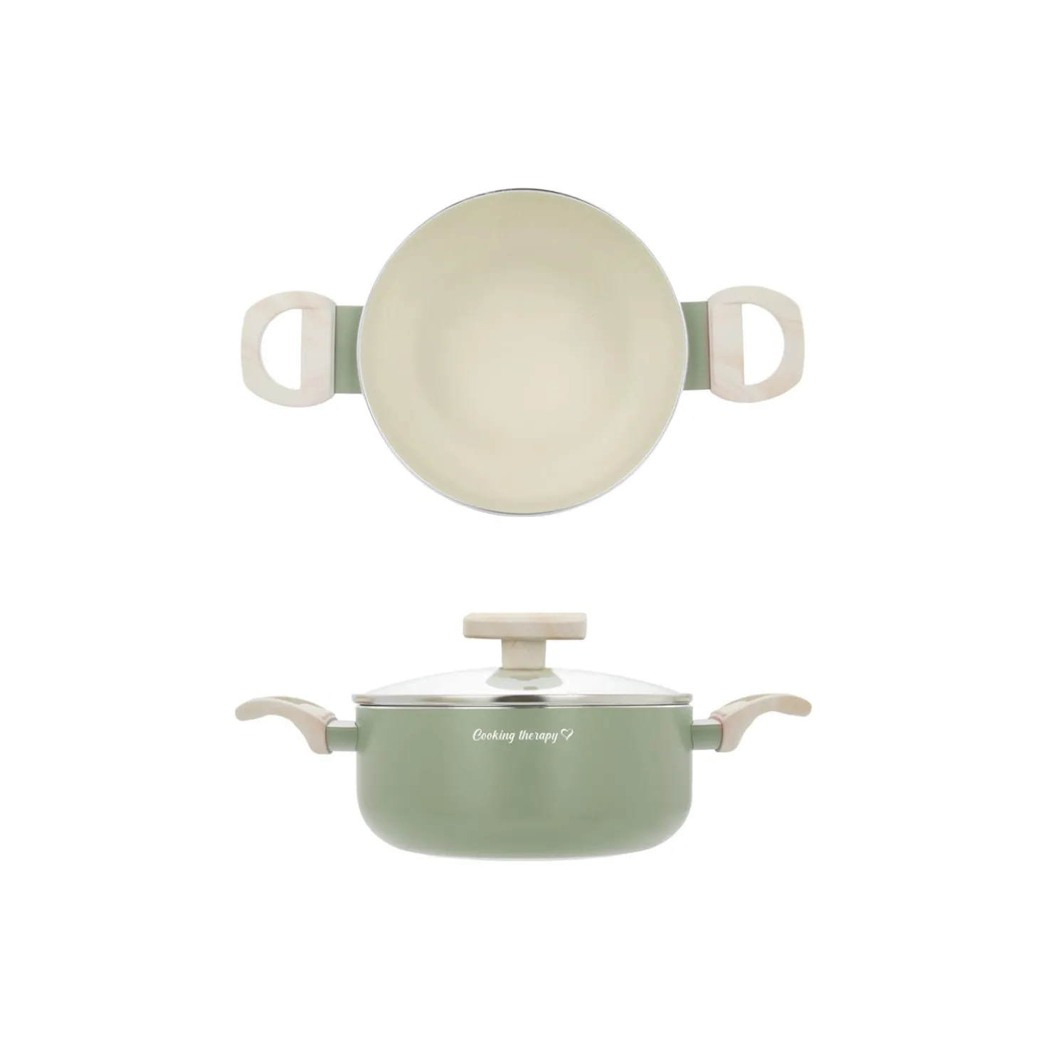 Casseruola 18 cm avocado Cooking Therapy con coperchio