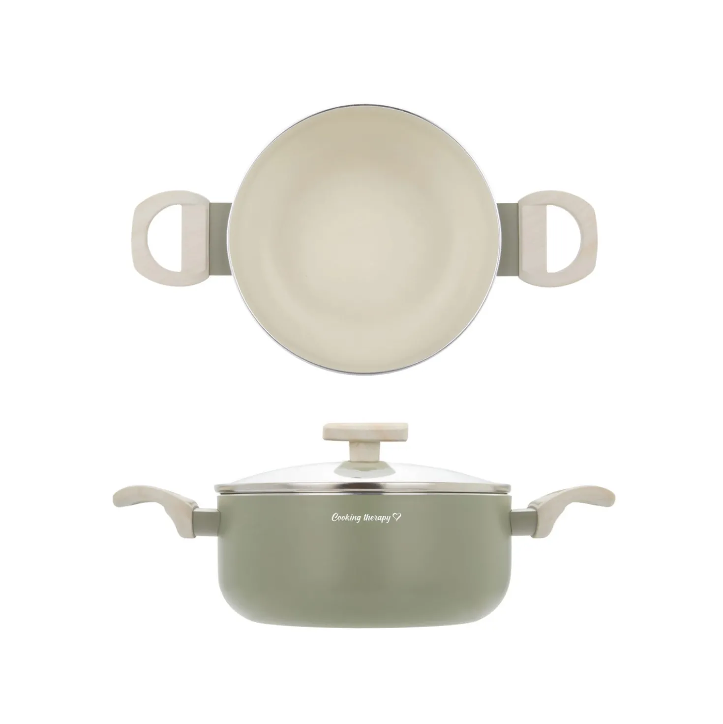 Casseruola 22 cm avocado Cooking Therapy con coperchio