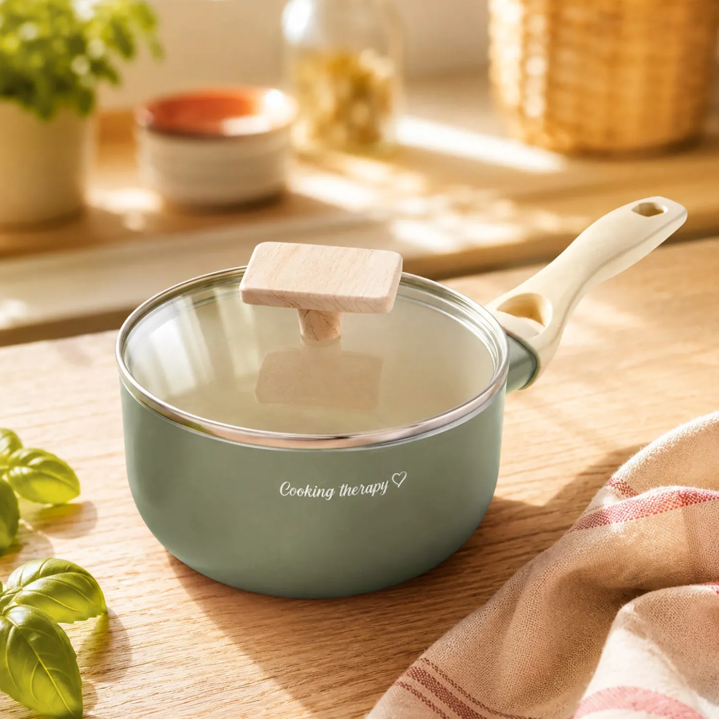 Casseruola 16 cm avocado Cooking Therapy con coperchio