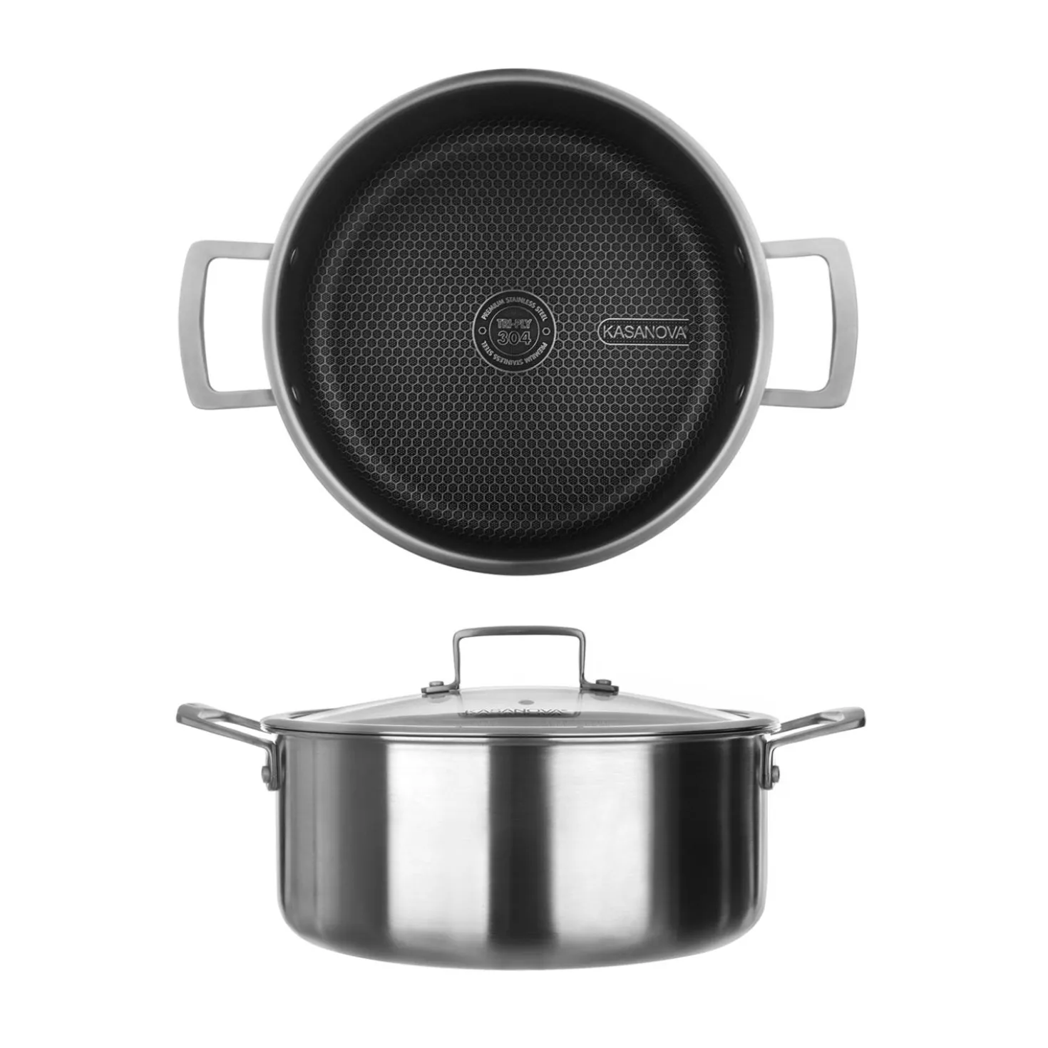 Casseruola 24 cm con coperchio a 3 strati Tri - ply