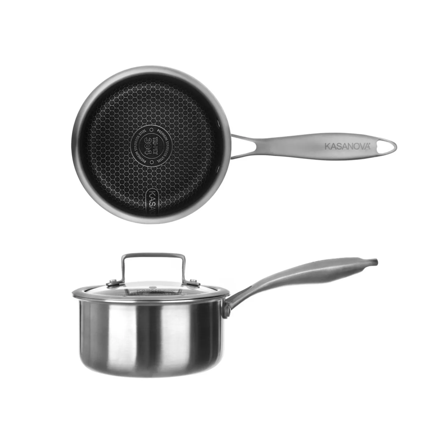 Casseruola 16 cm con coperchio a 3 strati Tri - ply