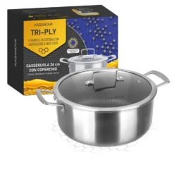 Casseruola 26 cm con coperchio a 3 strati Tri - ply