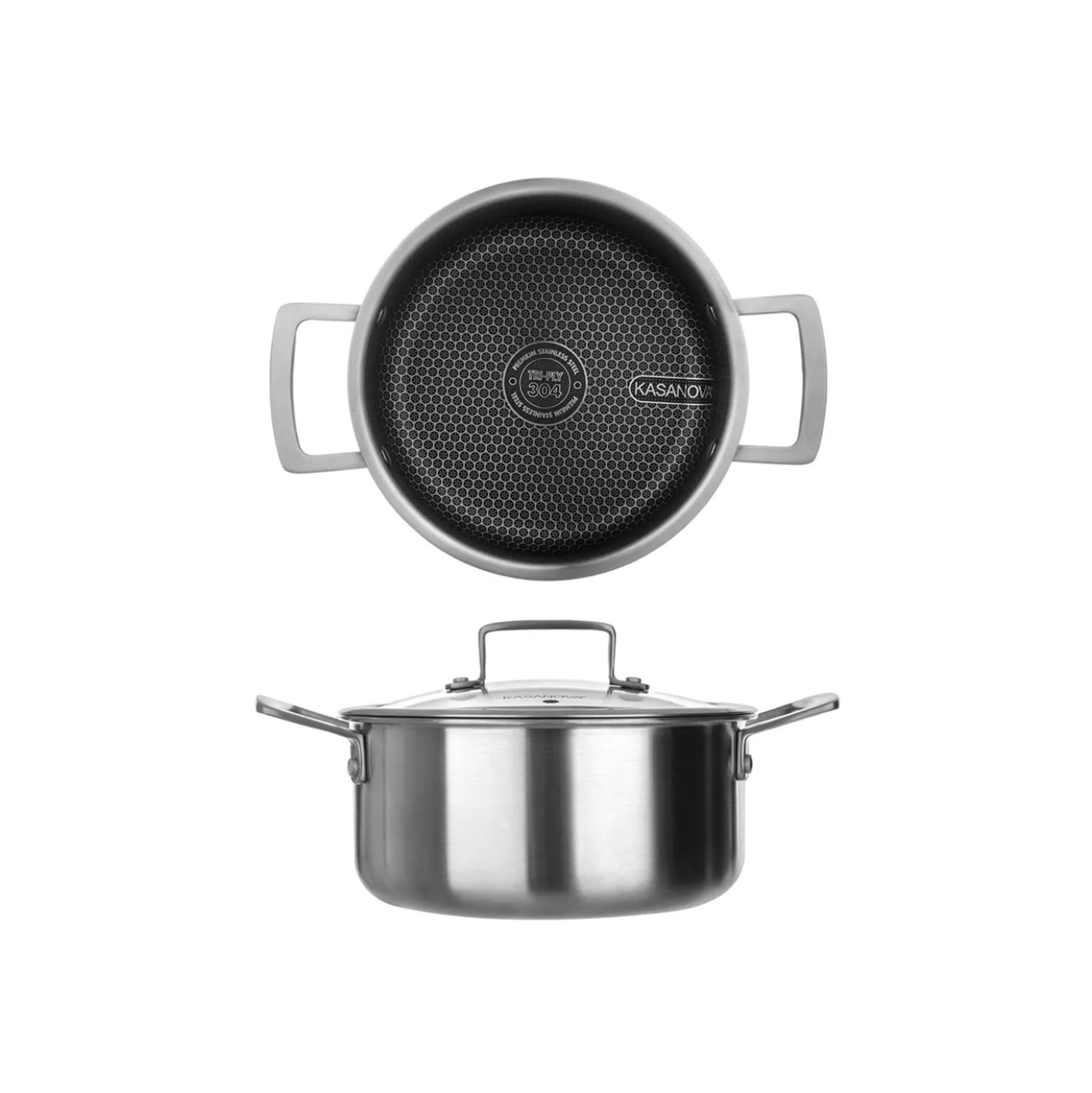 Casseruola 18 cm con coperchio a 3 strati Tri - ply
