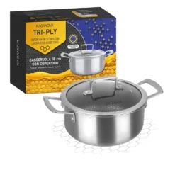 Casseruola 18 cm con coperchio a 3 strati Tri - ply