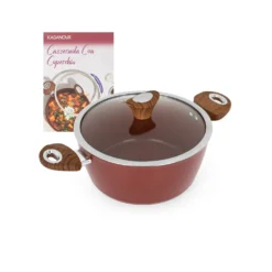 Casseruola 24 cm con coperchio burgundy New Ceramic