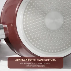 Casseruola 24 cm con coperchio burgundy New Ceramic