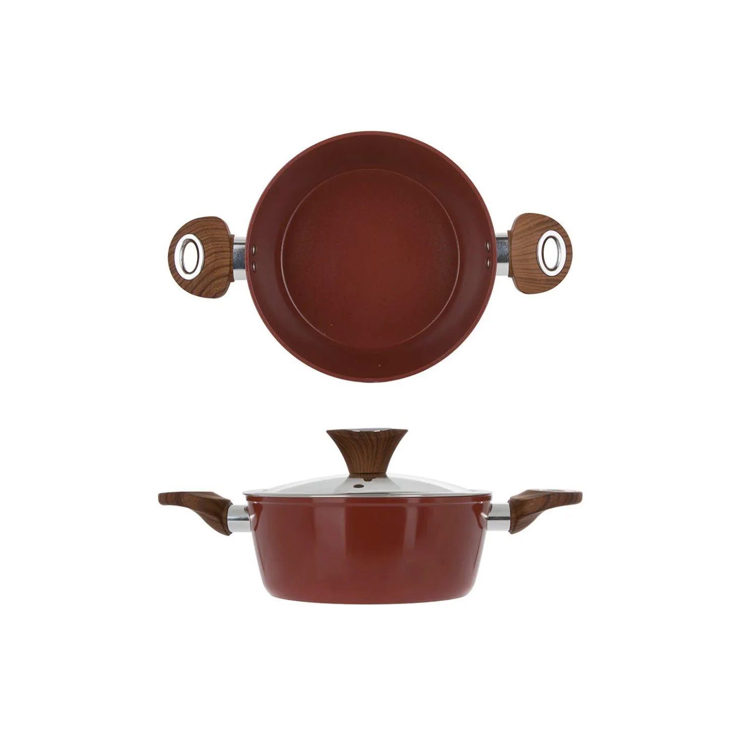 Casseruola 20 cm con coperchio burgundy New Ceramic