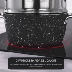Casseruola 16 cm con vaporiera e coperchio New Petra Dark