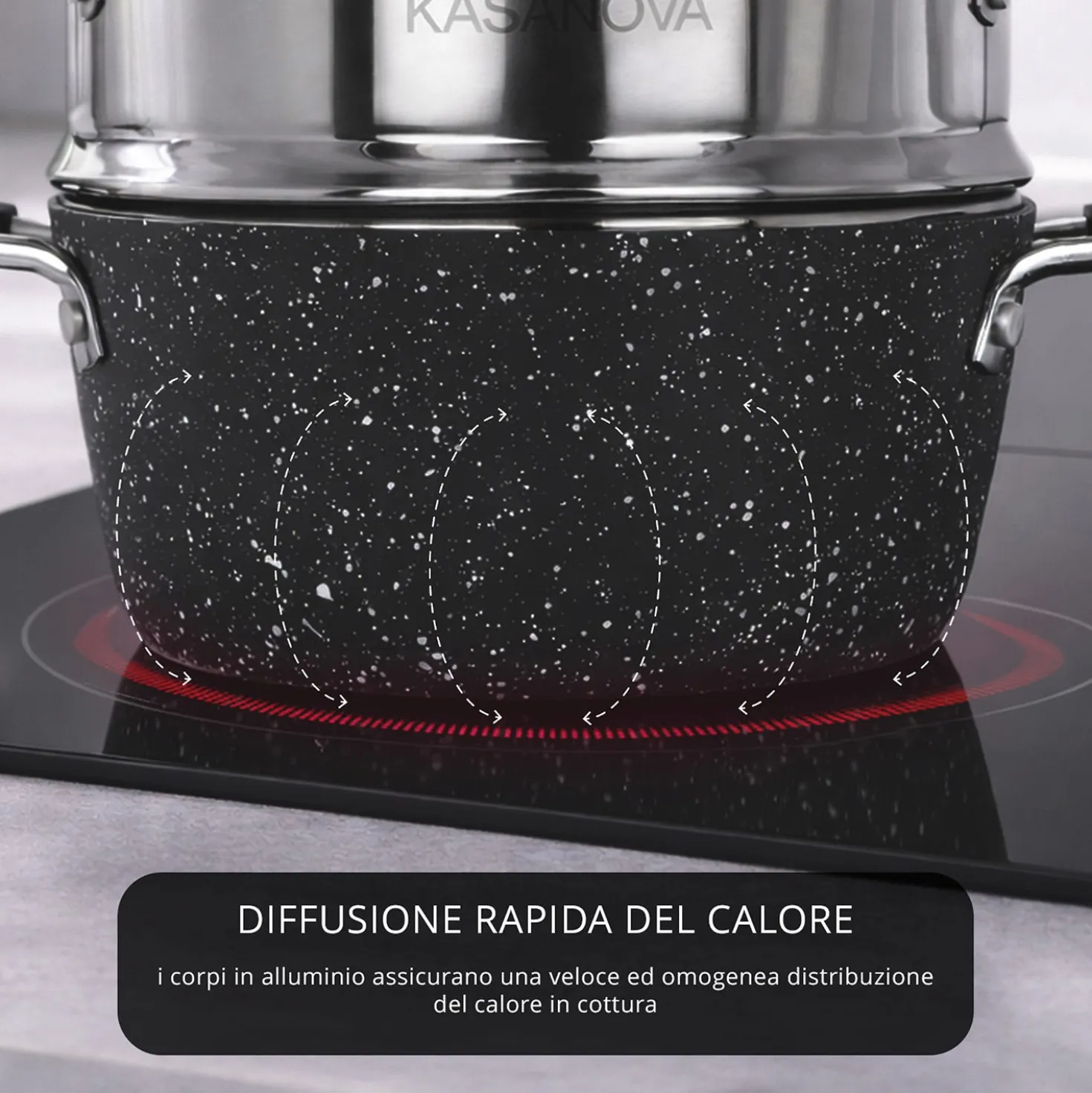 Casseruola 16 cm con vaporiera e coperchio New Petra Dark