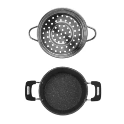 Casseruola 16 cm con vaporiera e coperchio New Petra Dark