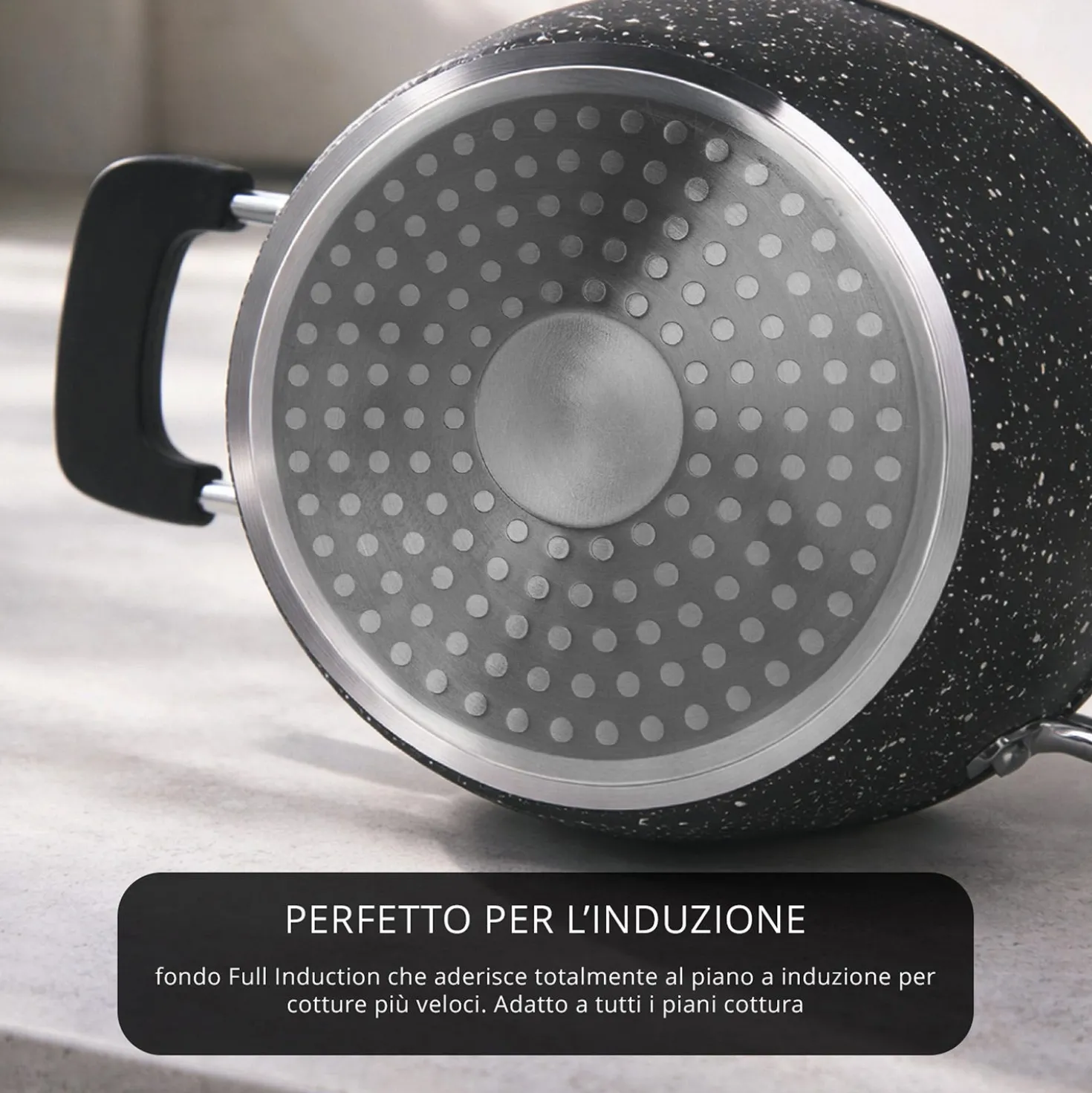 Casseruola 16 cm con vaporiera e coperchio New Petra Dark
