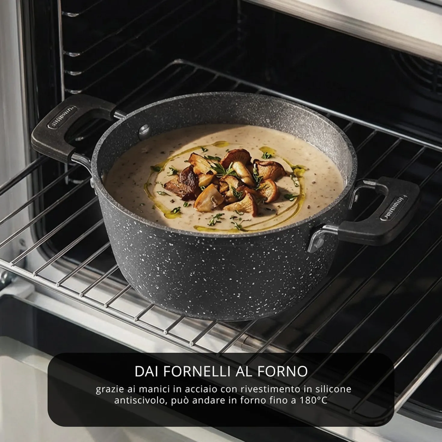 Casseruola 16 cm con vaporiera e coperchio New Petra Dark