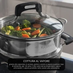 Casseruola 16 cm con vaporiera e coperchio New Petra Dark