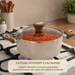 Casseruola 24 cm coperchio taupe New Ceramic