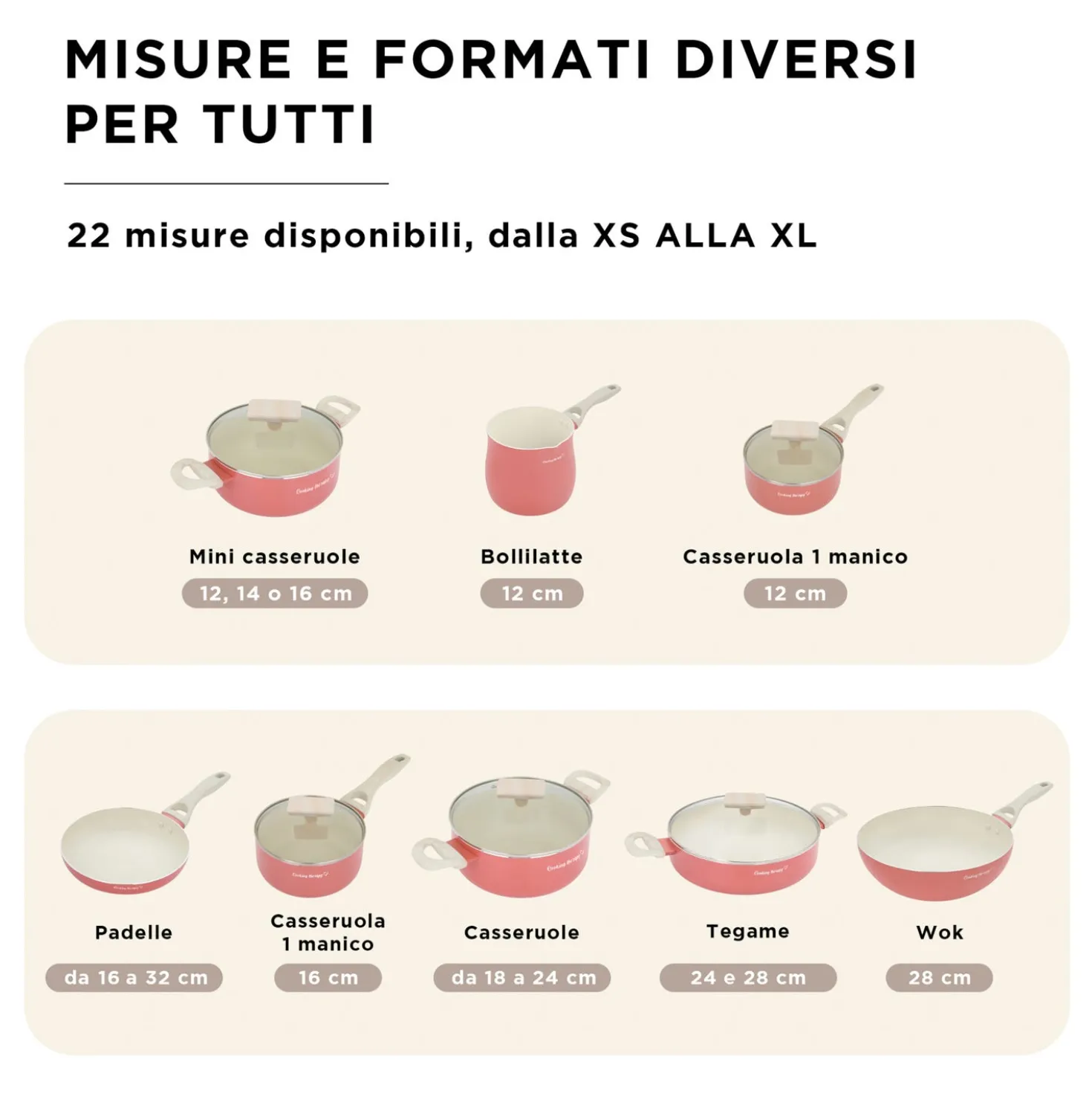 Casseruola 24 cm corallo Cooking Therapy con coperchio