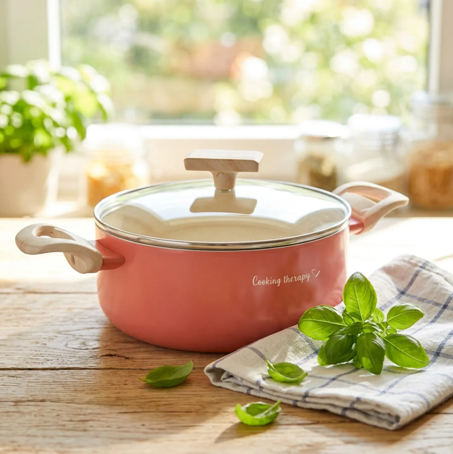 Casseruola 24 cm corallo Cooking Therapy con coperchio