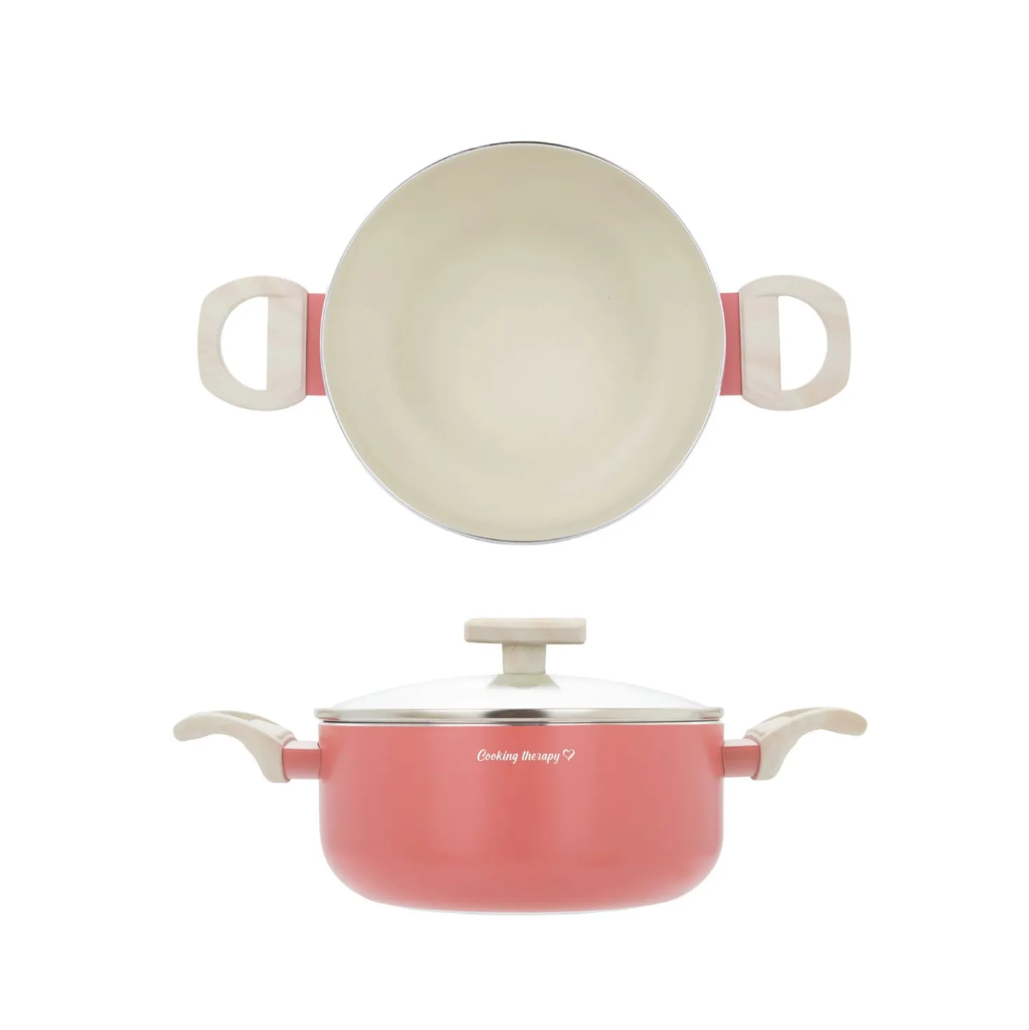Casseruola 24 cm corallo Cooking Therapy con coperchio