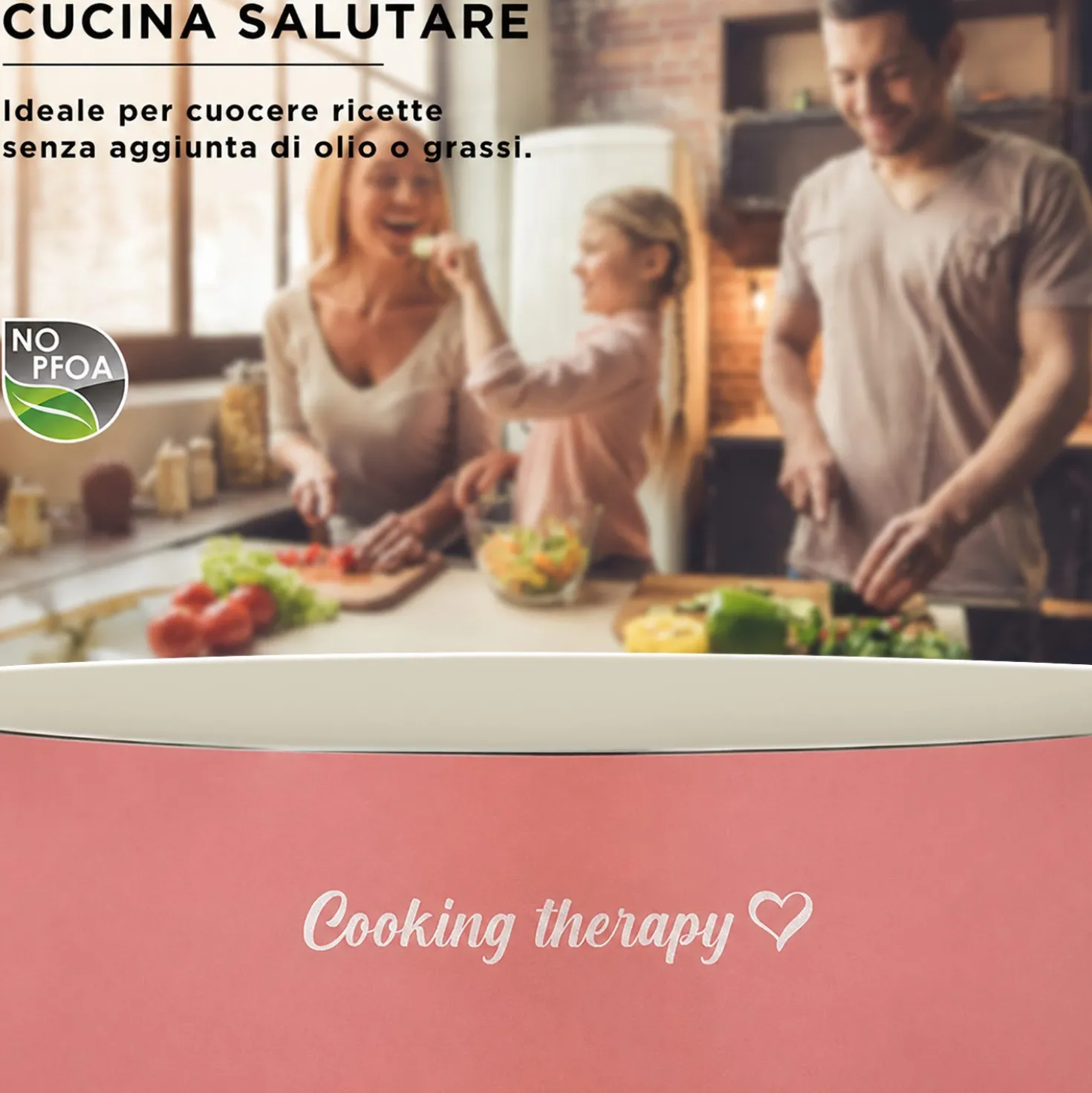 Casseruola 22 cm corallo Cooking Therapy con coperchio