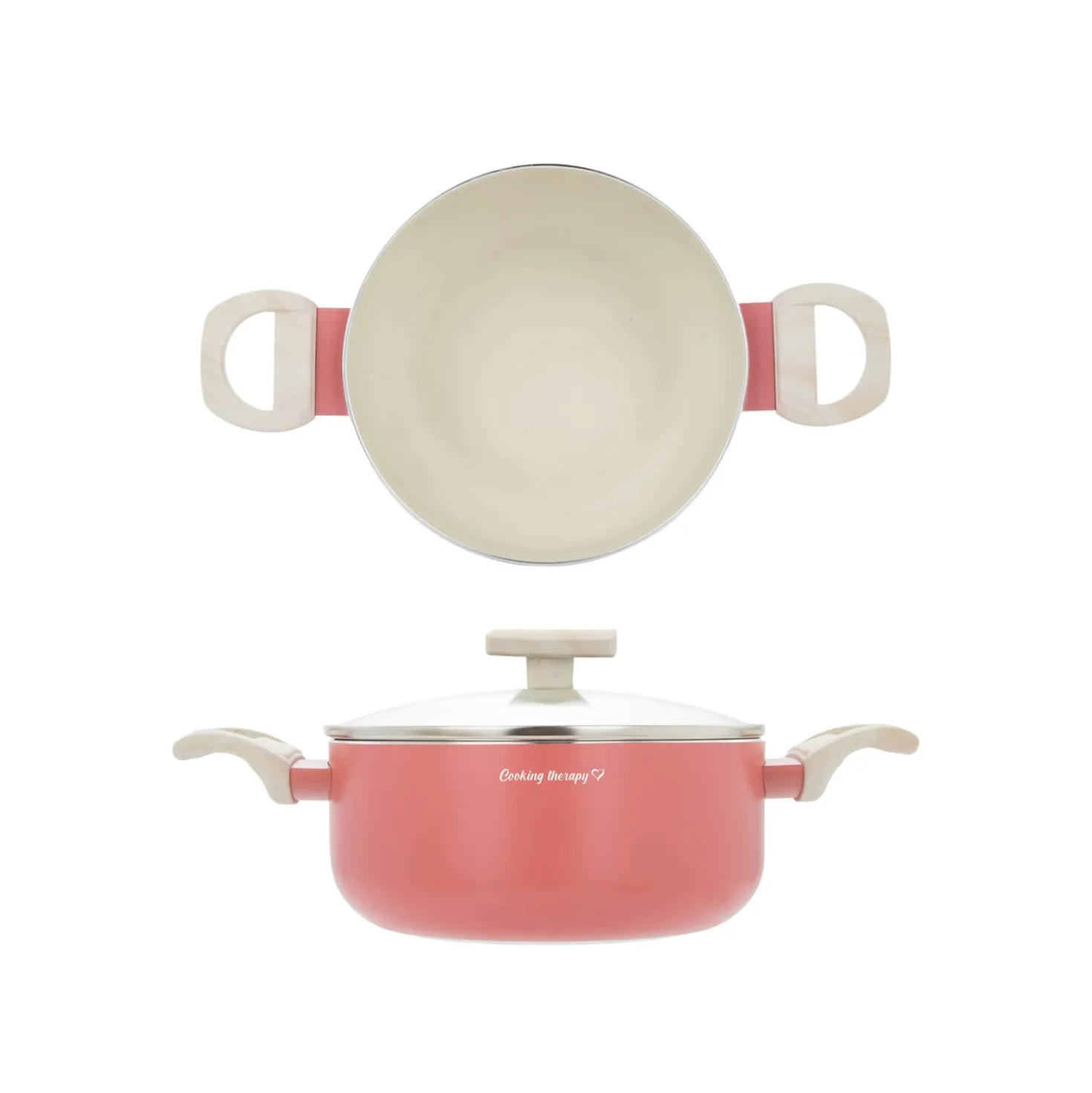 Casseruola 22 cm corallo Cooking Therapy con coperchio