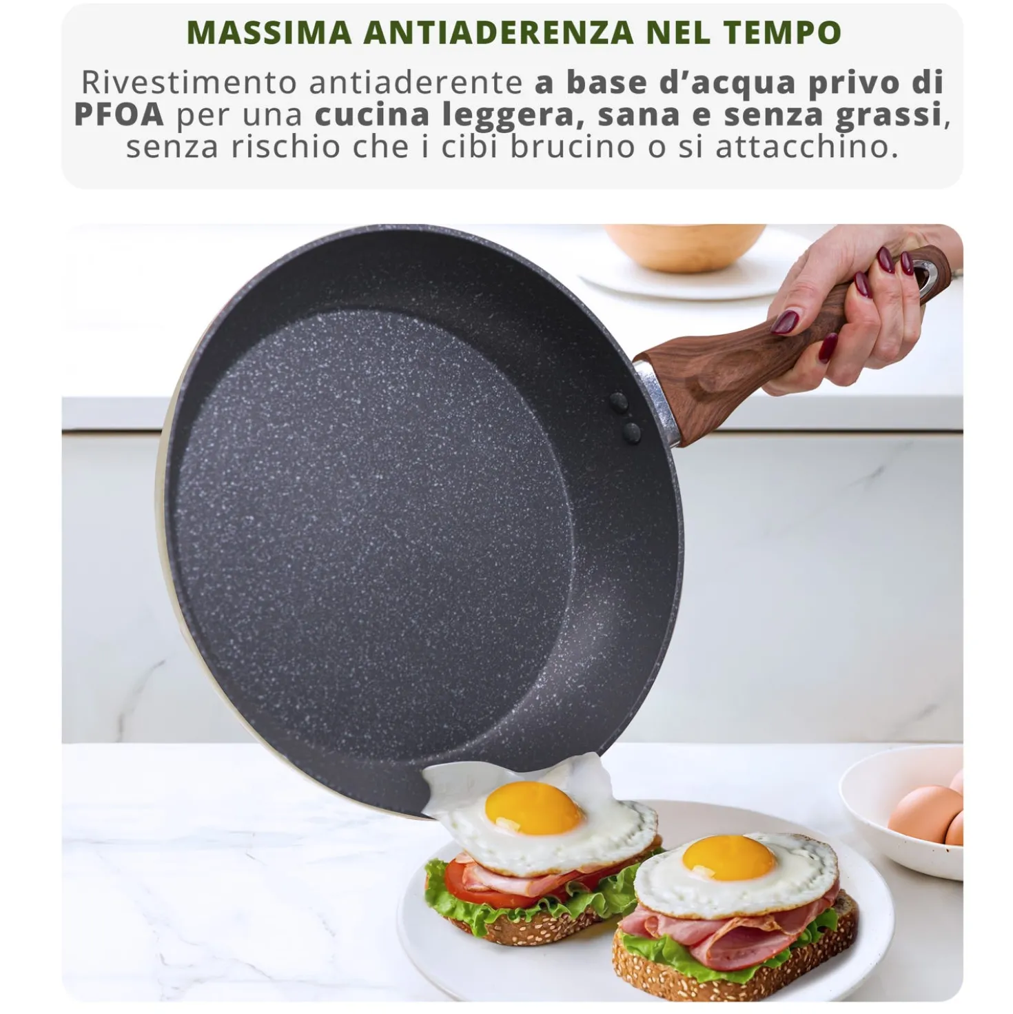 Casseruola 20 cm crema Kolors un manico con coperchio