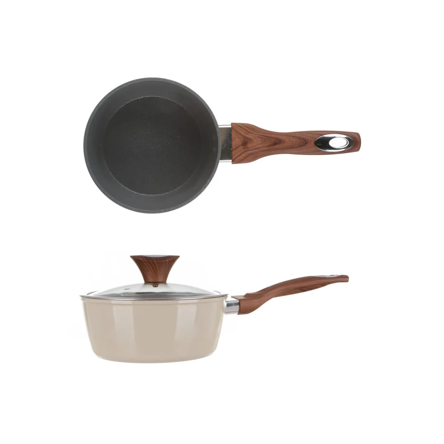 Casseruola 20 cm crema Kolors un manico con coperchio