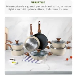 Casseruola 20 cm crema Kolors un manico con coperchio