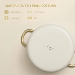 Casseruola 22 cm in acciaio bianco oro California con coperchio