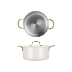 Casseruola 22 cm in acciaio bianco oro California con coperchio