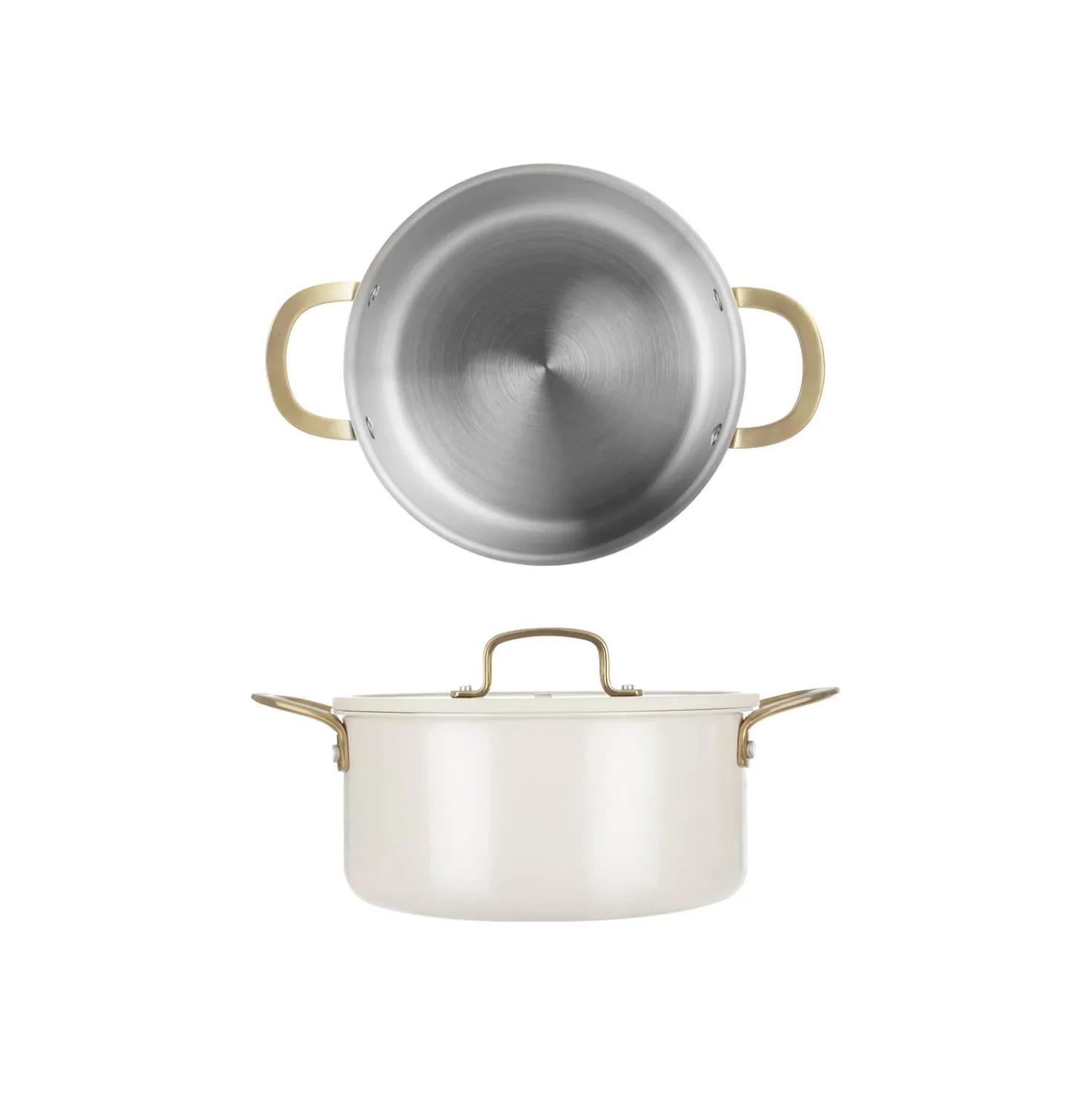 Casseruola 22 cm in acciaio bianco oro California con coperchio