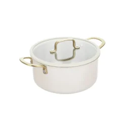 Casseruola 22 cm in acciaio bianco oro California con coperchio