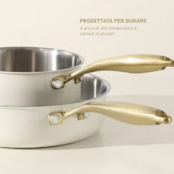 Casseruola 16 cm in acciaio bianco oro California con coperchio