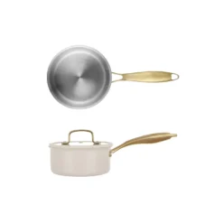 Casseruola 18 cm in acciaio bianco oro California con coperchio