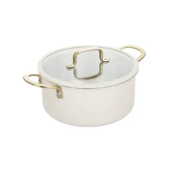 Casseruola 24 cm in acciaio bianco oro California con coperchio