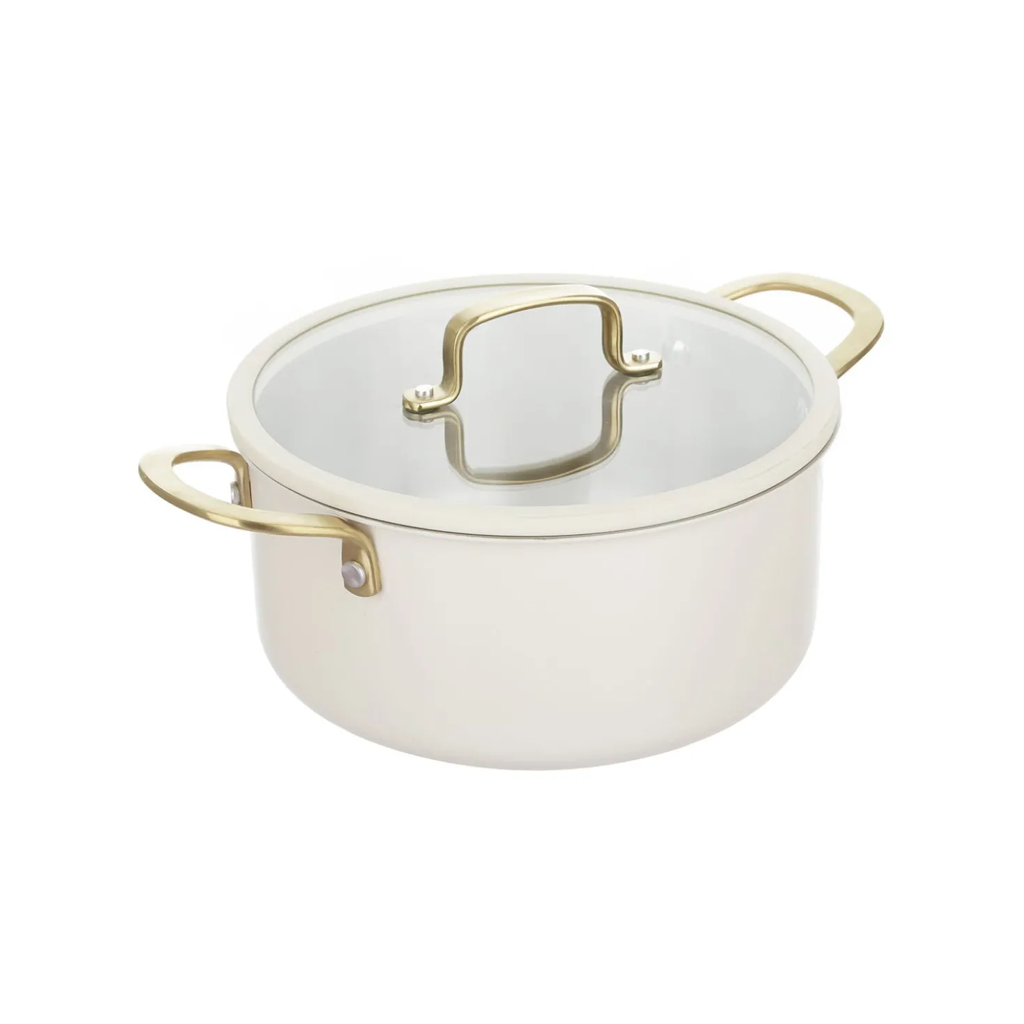 Casseruola 24 cm in acciaio bianco oro California con coperchio