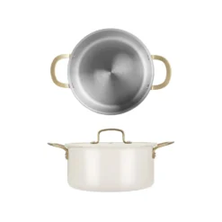 Casseruola 24 cm in acciaio bianco oro California con coperchio