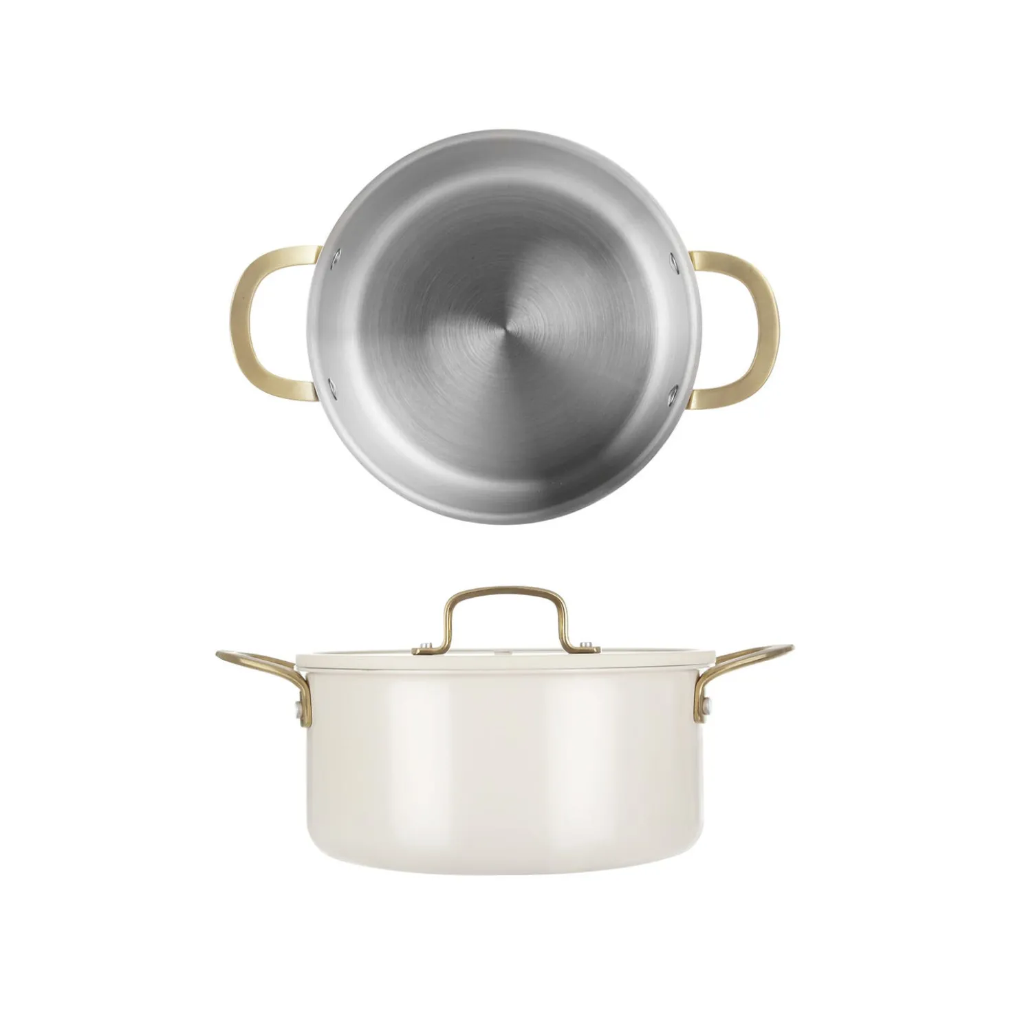 Casseruola 24 cm in acciaio bianco oro California con coperchio