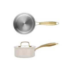 Casseruola 20 cm in acciaio bianco oro California con coperchio