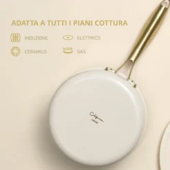 Casseruola 20 cm in acciaio bianco oro California con coperchio