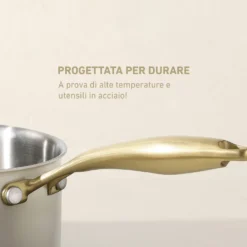 Casseruola 20 cm in acciaio bianco oro California con coperchio