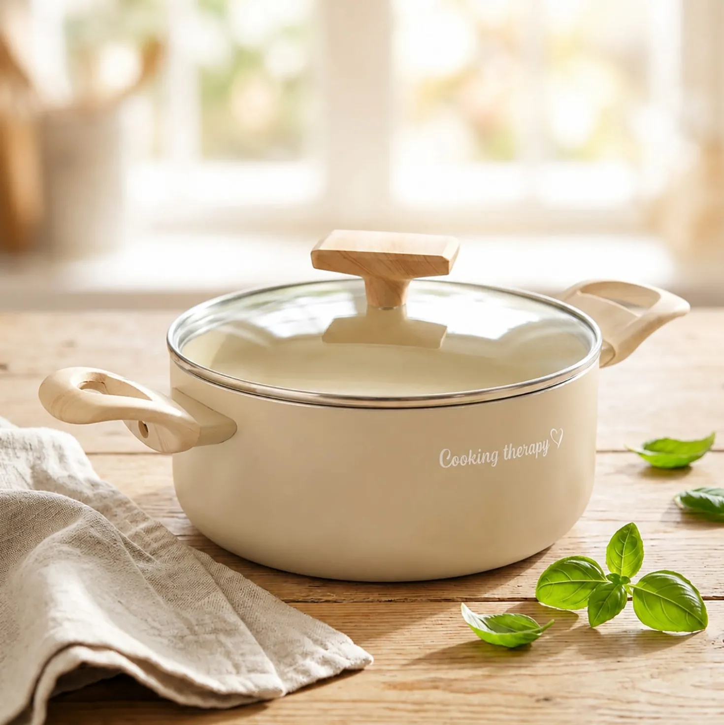 Casseruola 20 cm sabbia Cooking Therapy con coperchio