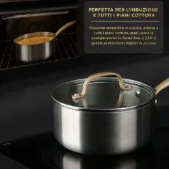 Casseruola 18 cm triplo strato Tri Ply - Gold con coperchio