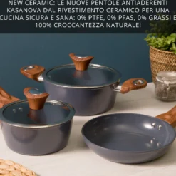 Casseruola un manico 18 cm con coperchio ottanio New Ceramic