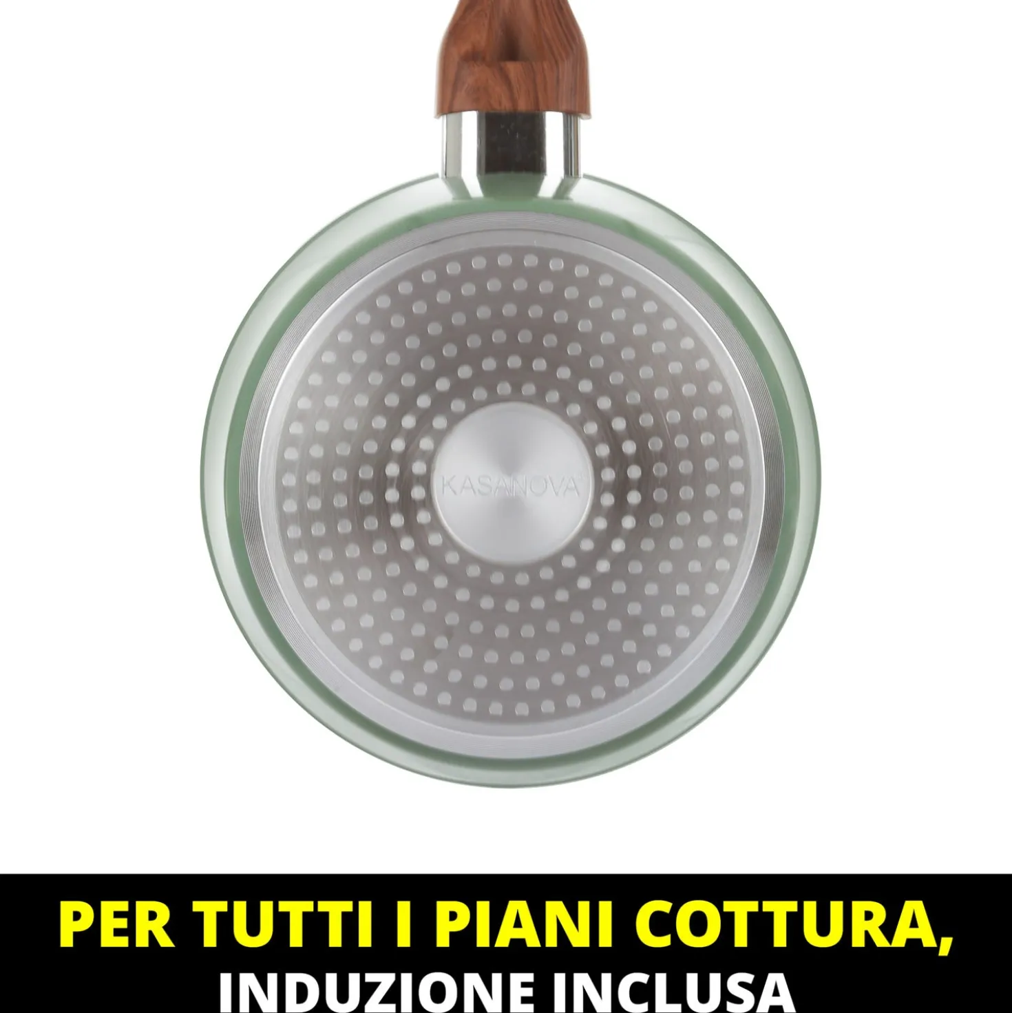 Casseruola un manico 20 cm con coperchio verde New Ceramic