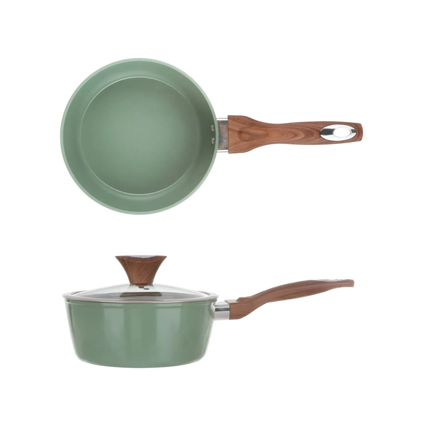 Casseruola un manico 20 cm con coperchio verde New Ceramic
