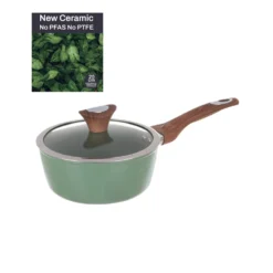 Casseruola un manico 20 cm con coperchio verde New Ceramic
