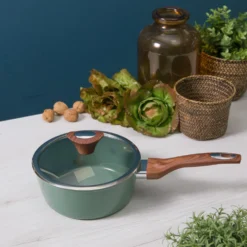 Casseruola un manico 20 cm con coperchio verde New Ceramic
